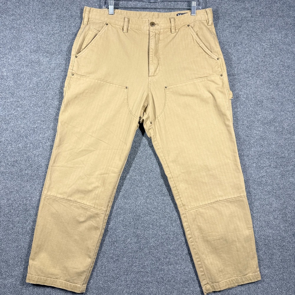 GAP Pants Mens 34x30 Double Knee Utility Carpenter Work Wear Herringbone